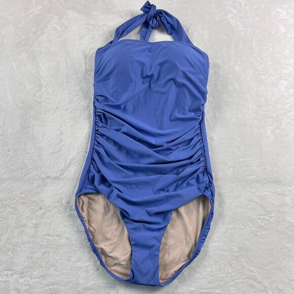Hermoza Carrie Smocked Top Bandeau One-Piece Swimsuit women’s size 6 Blue - Picture 1 of 4